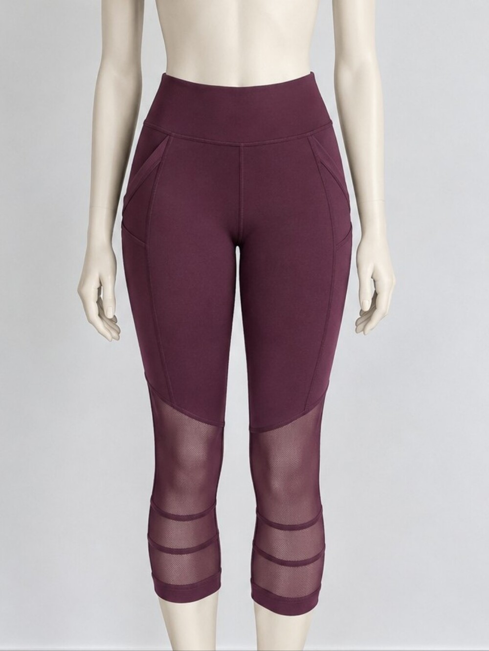 Ivivva by lululemon Burgundy Mesh Capri Leggings Girls 14 (Approx Women’s XS/4)